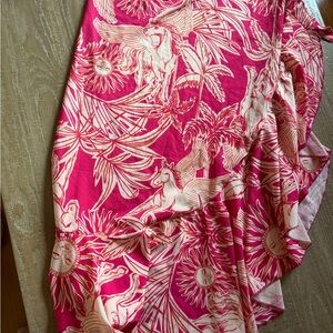 Pink Pegasus Print beach cover up wrap around